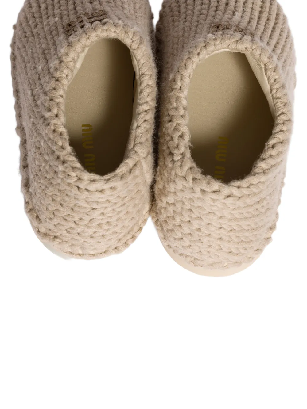 Miu Gebreide muiltjes Beige