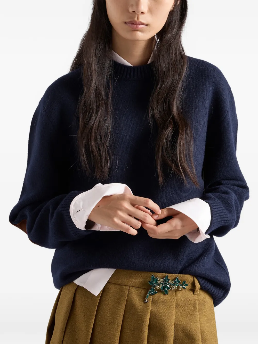 Prada Trui van wol en suède Blauw