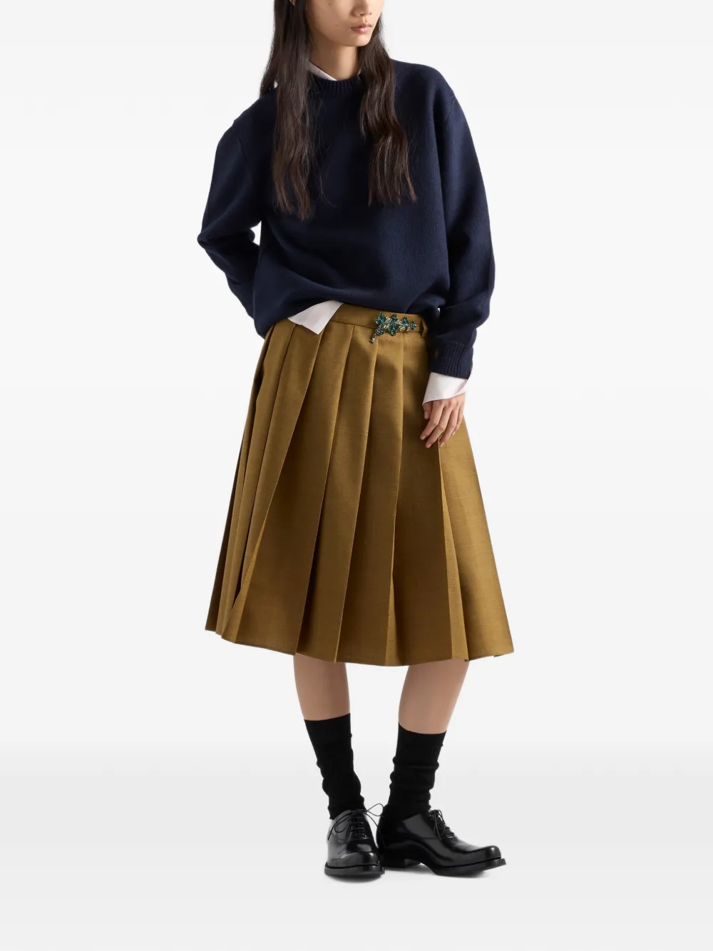Prada Trui van wol en suède Blauw