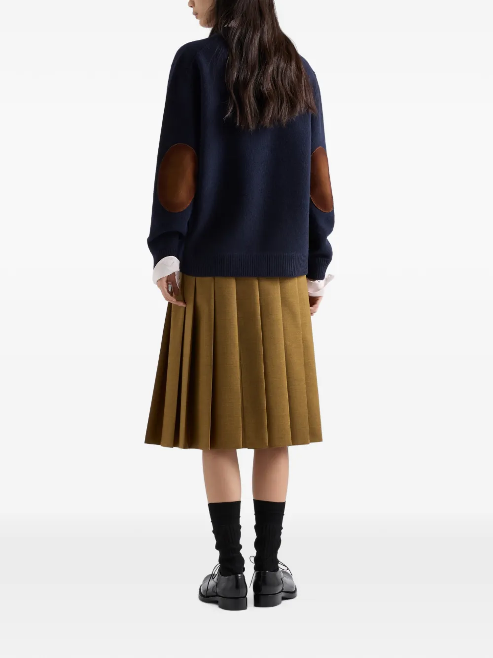 Prada Trui van wol en suède Blauw