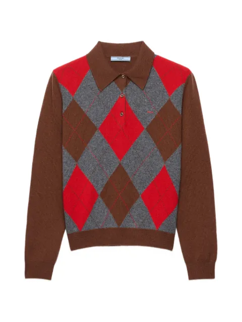 Prada argyle cashmere polo sweater