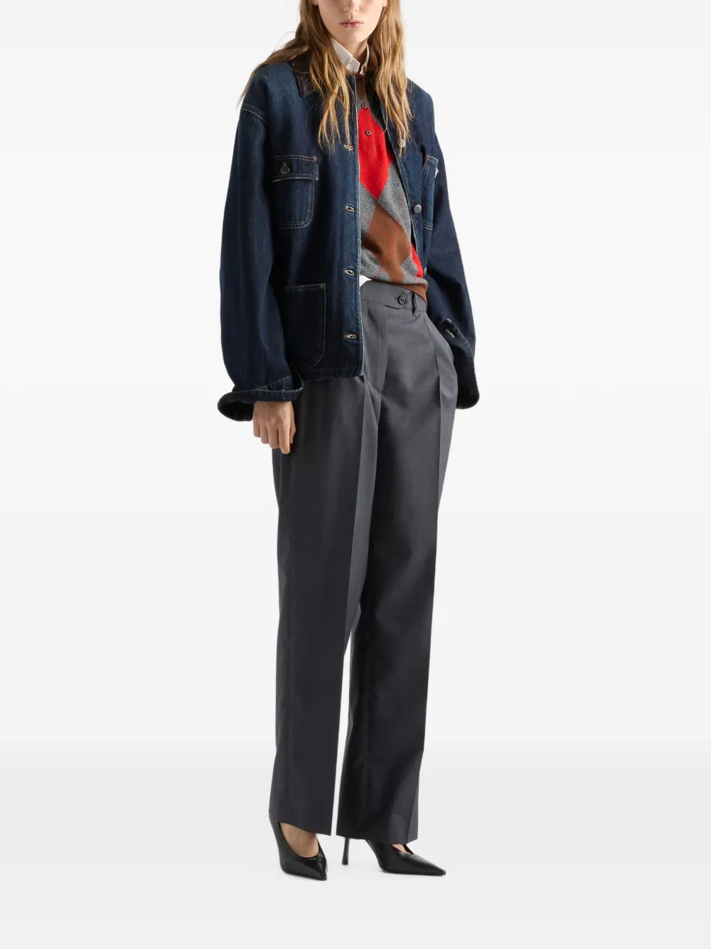 Prada Kasjmier polotrui met argyle-patroon Bruin