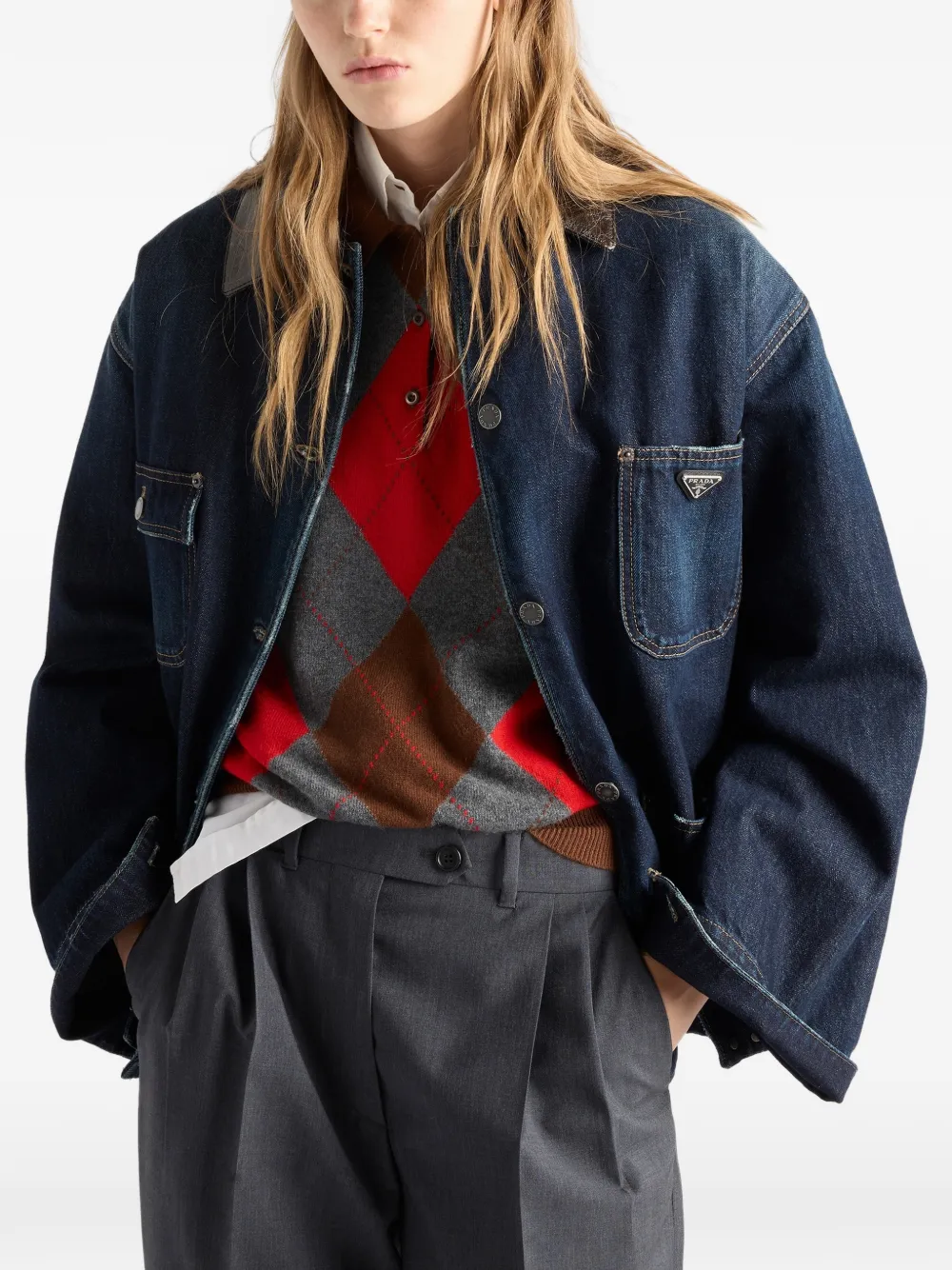 Prada Kasjmier polotrui met argyle-patroon Bruin