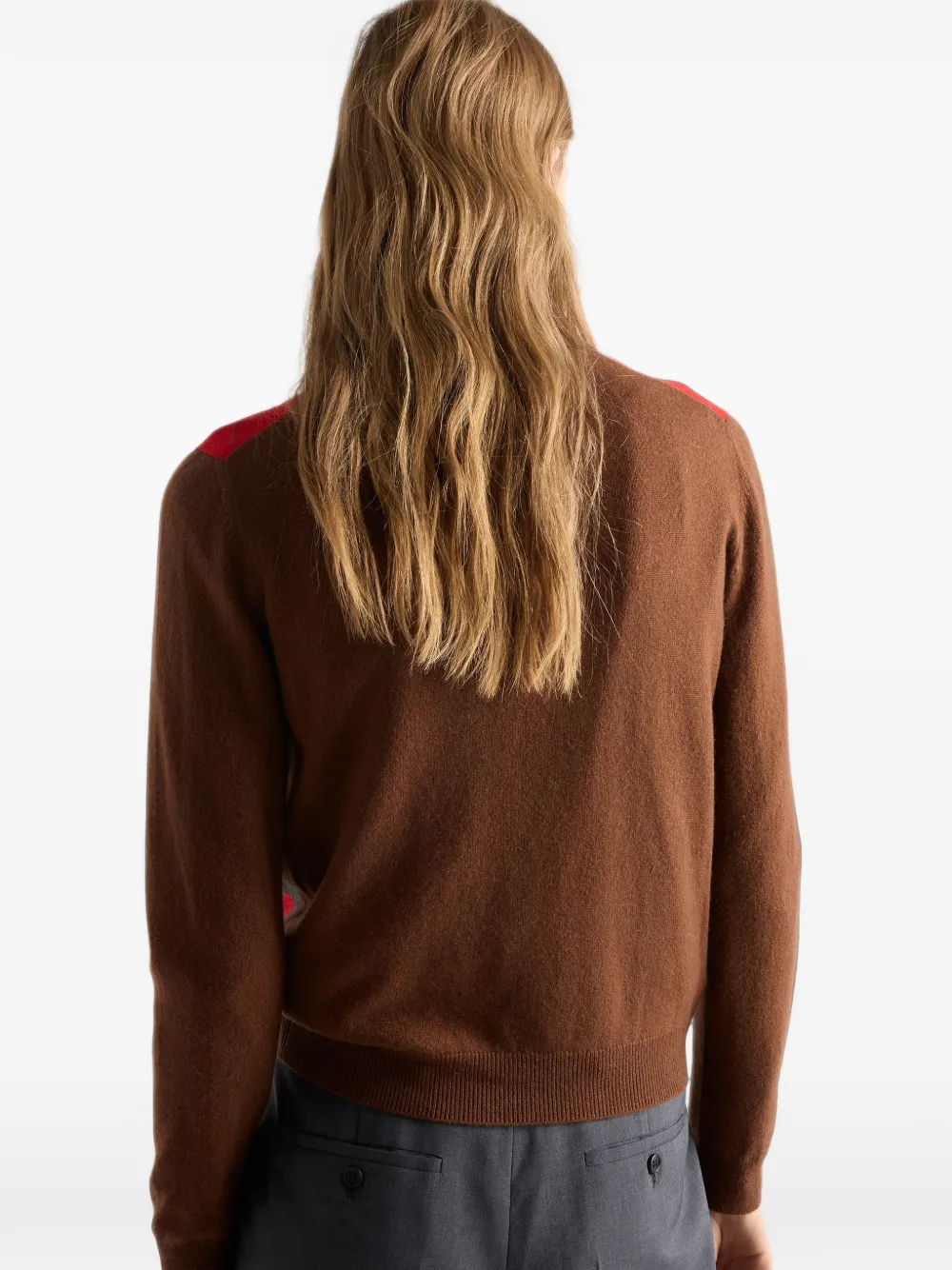 Prada Kasjmier polotrui met argyle-patroon Bruin