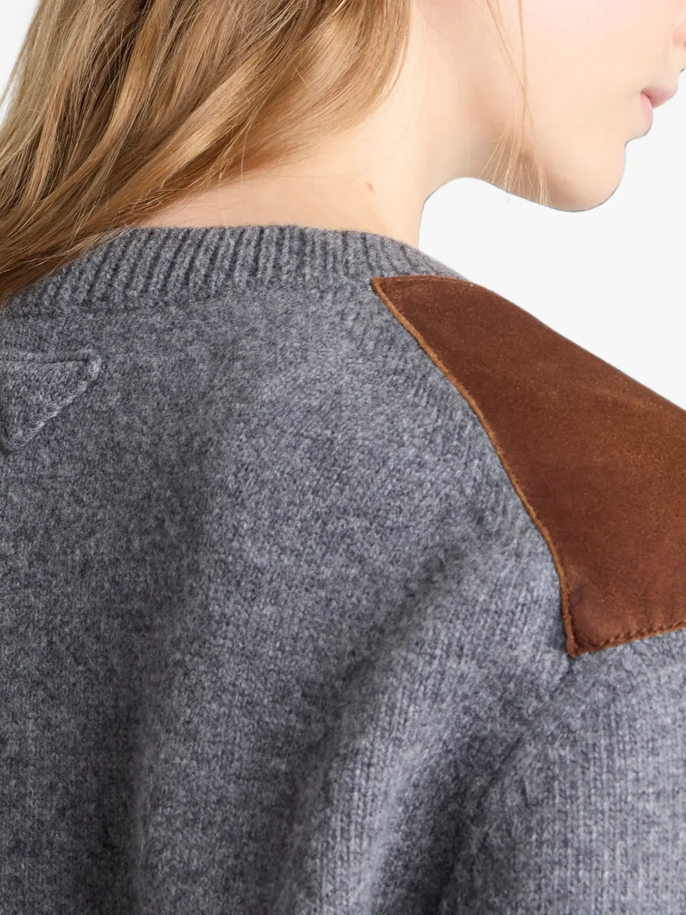 Prada Wollen vest met suède vlak Grijs