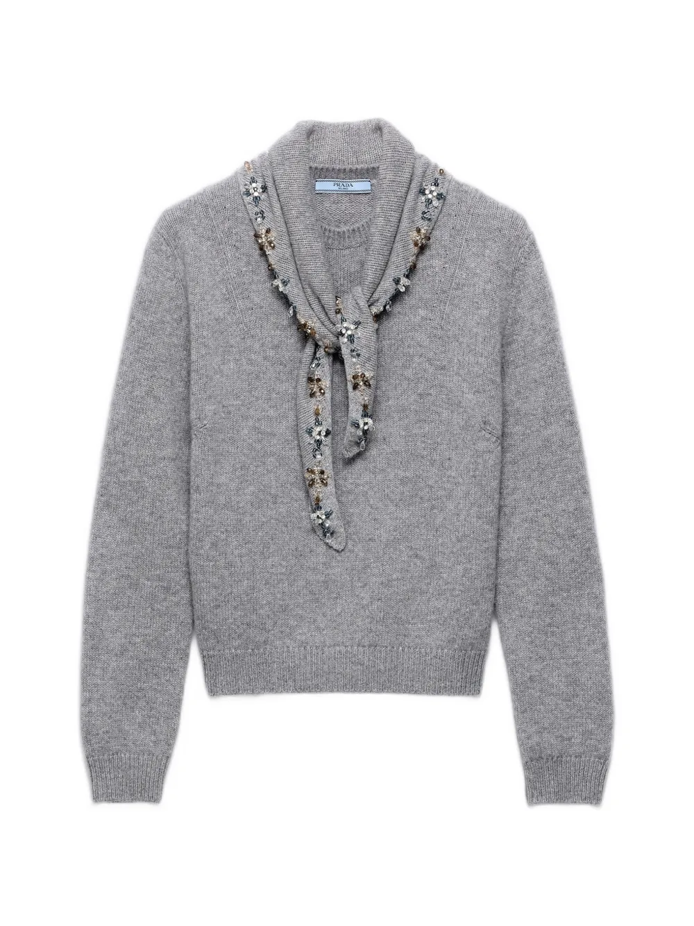 Prada cashmere crew-neck sweater with scarf - Grigio