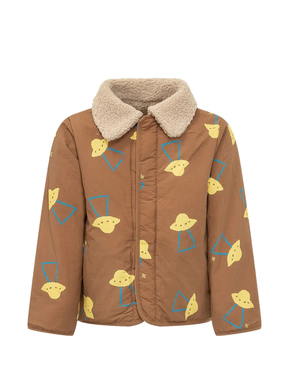 Bobo Choses Kids' Pixel Abduction Reversible Graphic-print Jacket In Brown