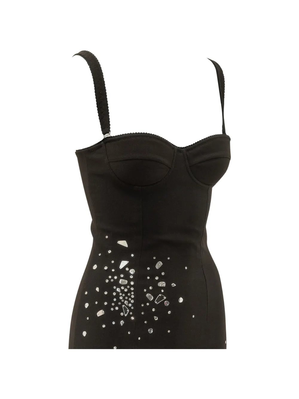 DES PHEMMES Verfraaide bustier midi-jurk Zwart
