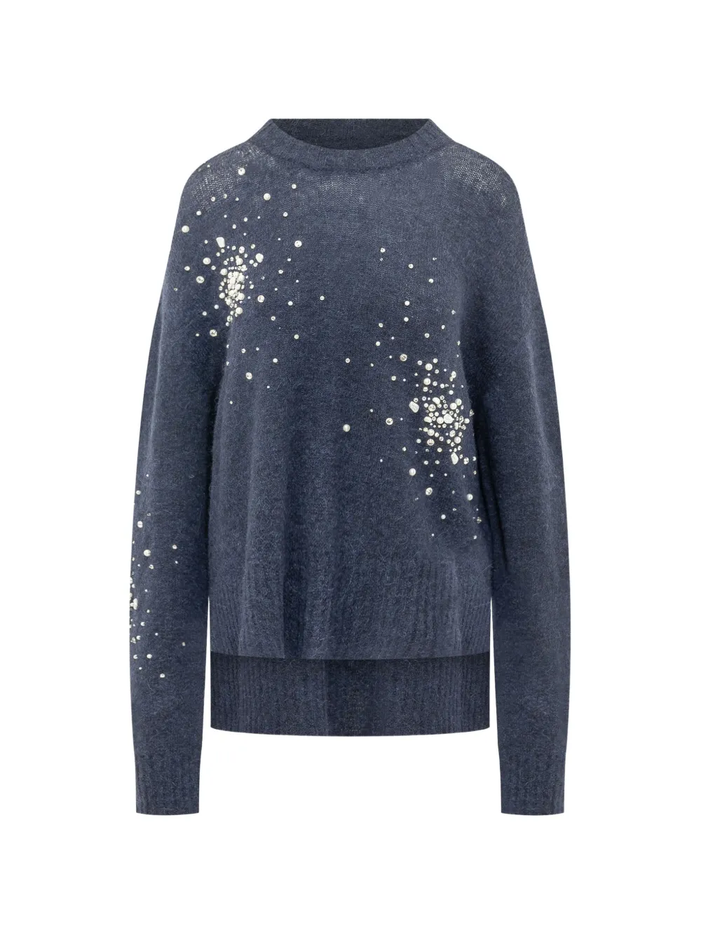 DES PHEMMES faux-pearl embellished sweater - Blue