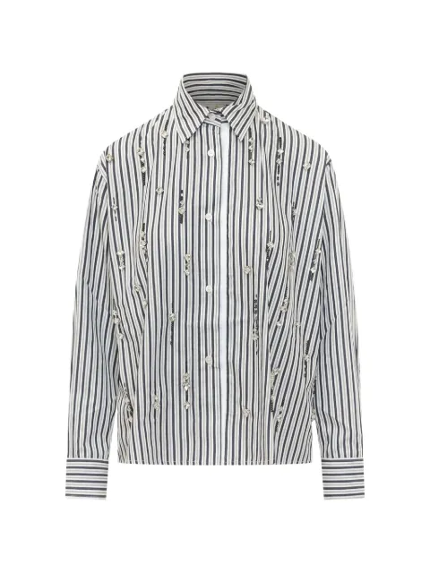 DES PHEMMES crystal-embellished striped shirt
