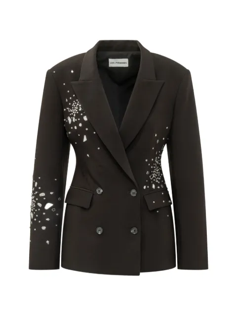DES PHEMMES crystal-embellished double-breasted blazer