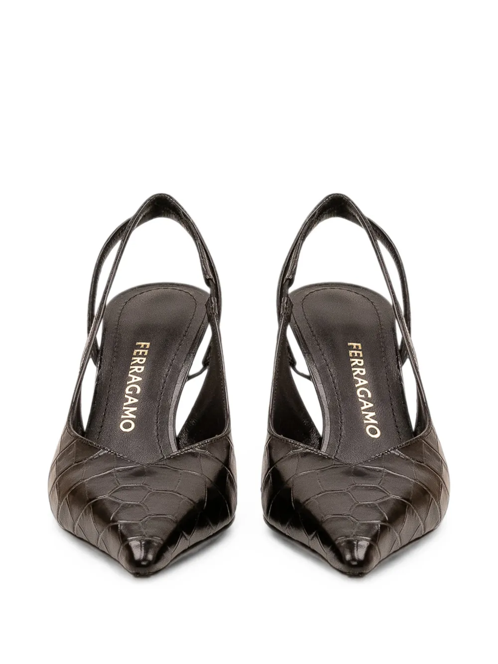 Ferragamo Dafne croc-effect slingback heeled pumps Zwart