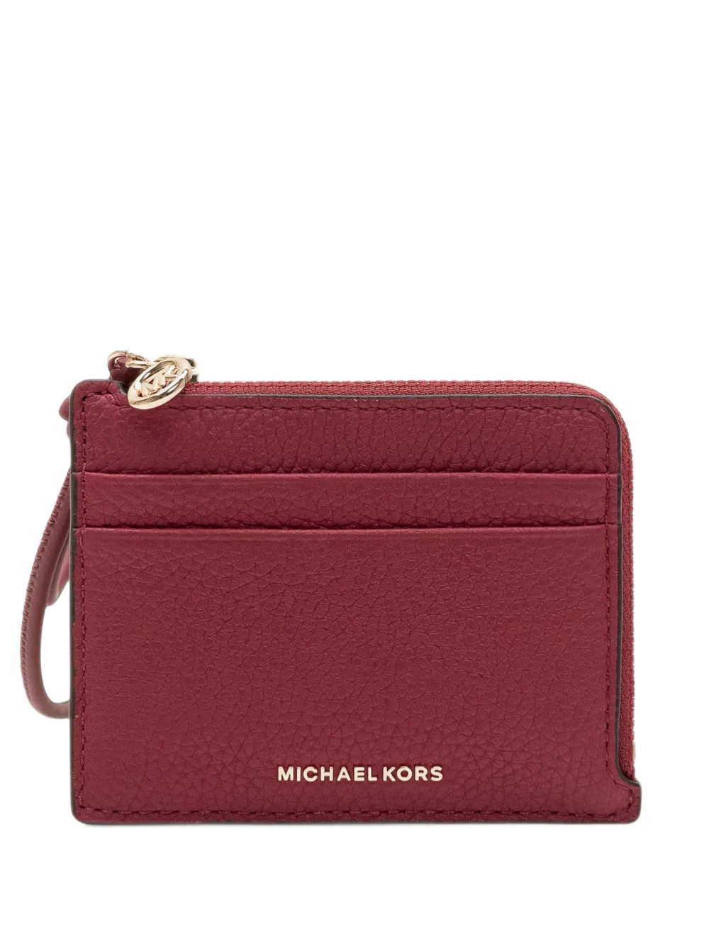 Michael Michael Kors Jet Set small pebbled leather card case wristlet - Rosso