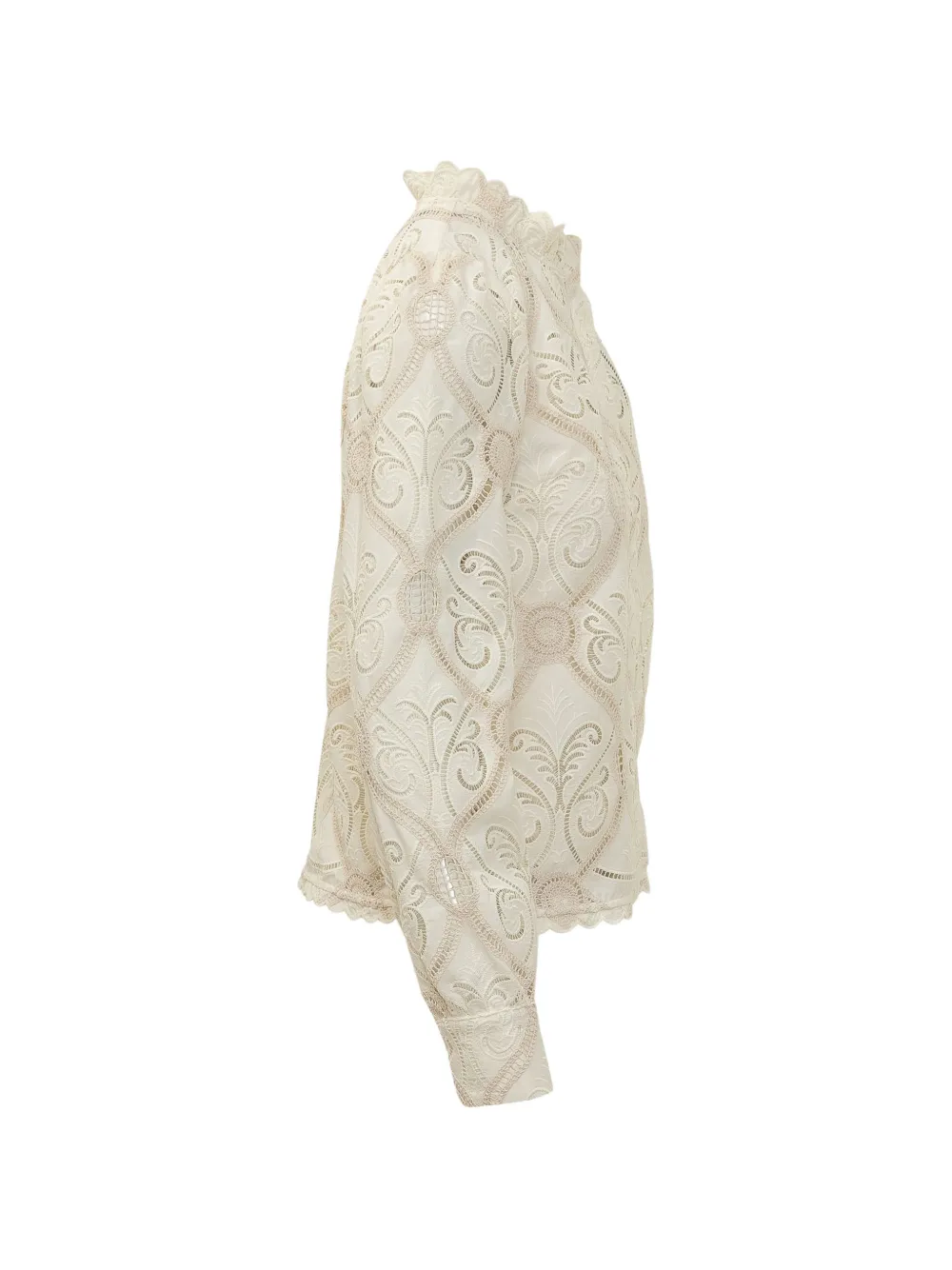FARM Rio Blouse met borduurwerk en gewelfde afwerking Beige