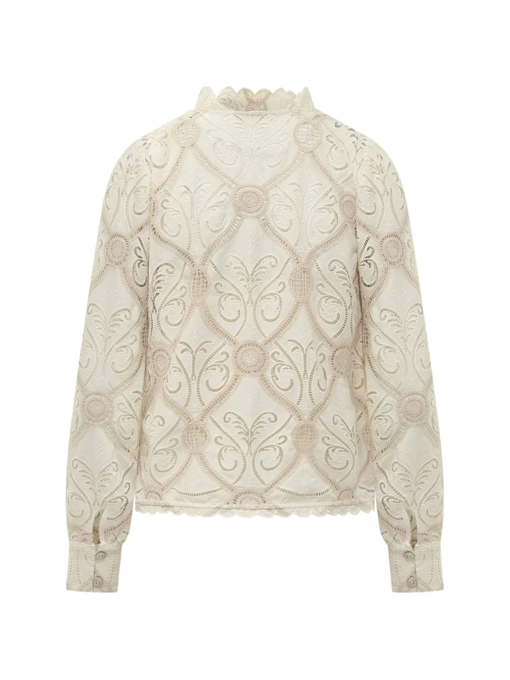 FARM Rio Blouse met borduurwerk en gewelfde afwerking Beige