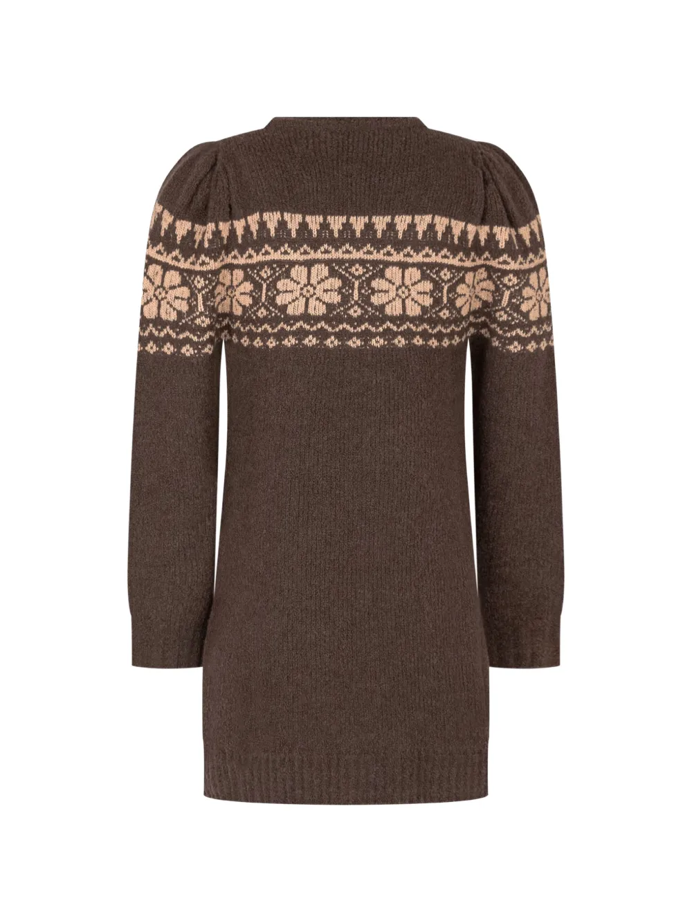 Moncler Enfant Fair Isle-knit puff-sleeve dress Bruin