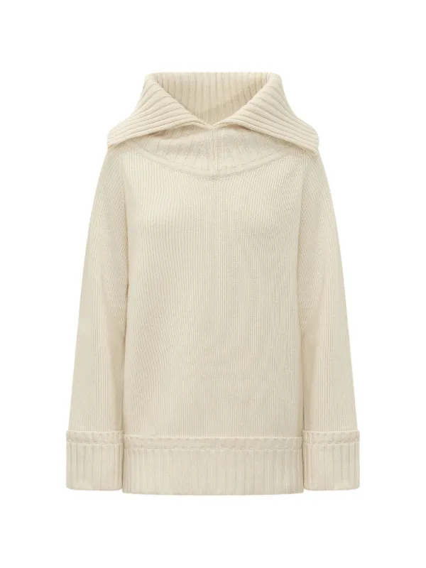 Victoria Beckham Wide-collar Ribbed Sweater in White