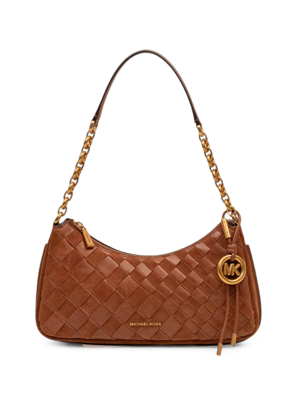 Michael Michael Kors Nolita medium hand-woven leather chain clutch - Marrone