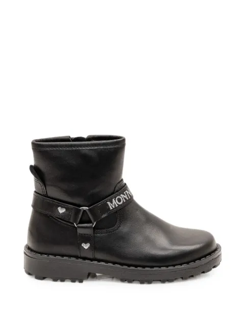 Monnalisa Heart logo-strap heart-embroidered boots