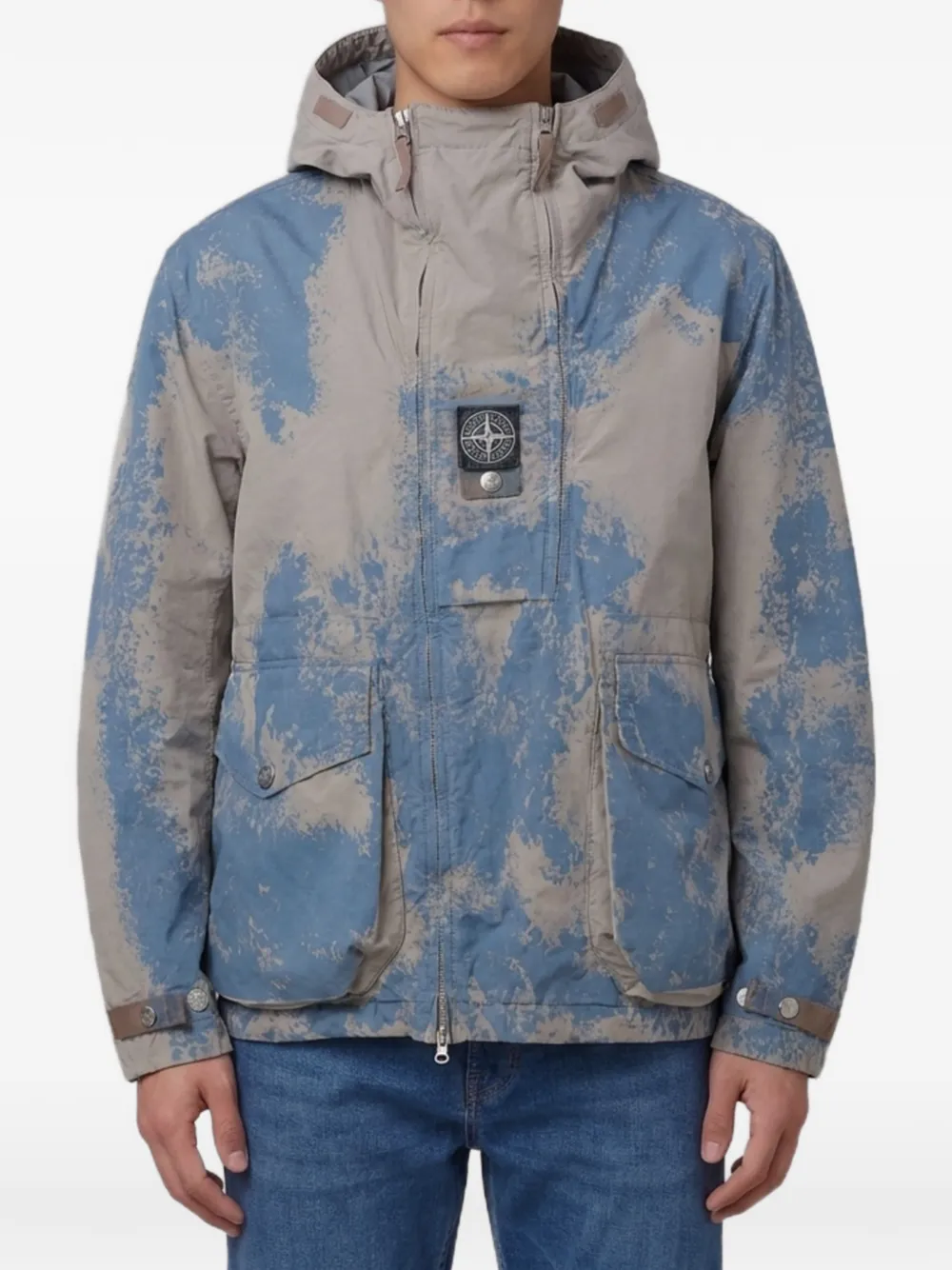 Stone Island logo-patch hooded jacket | Neutrals | Image 1