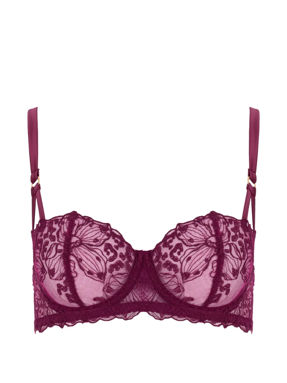 Fleur Of England floral-lace balcony bra - Rosso