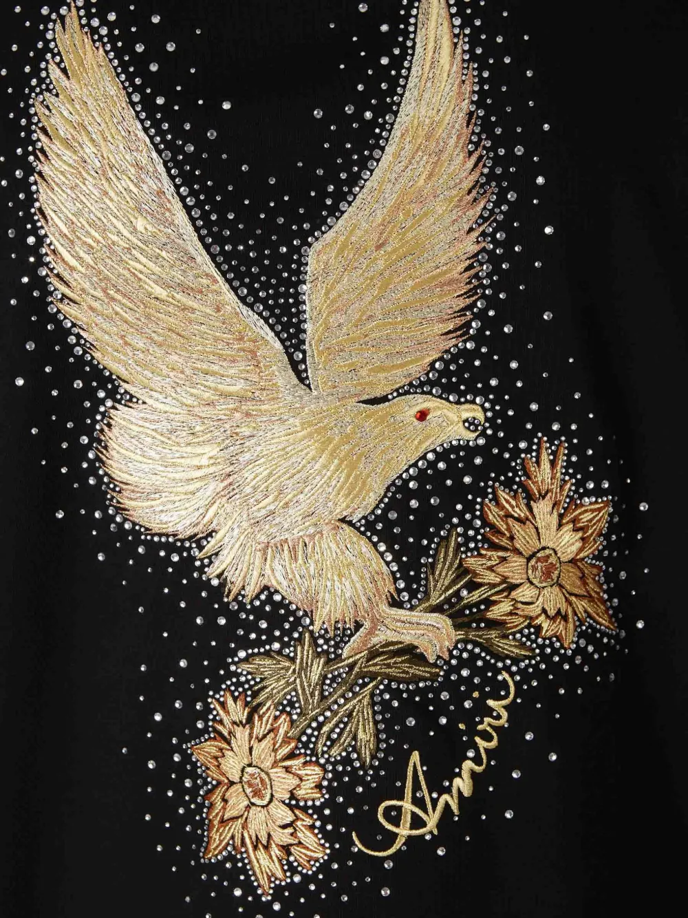 AMIRI crystal-embellished embroidered T-shirt Zwart