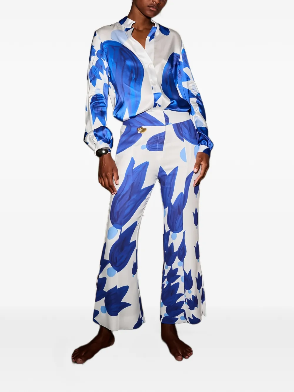 Themis Z Theano Floral-print Silk Shirt in White, view 2