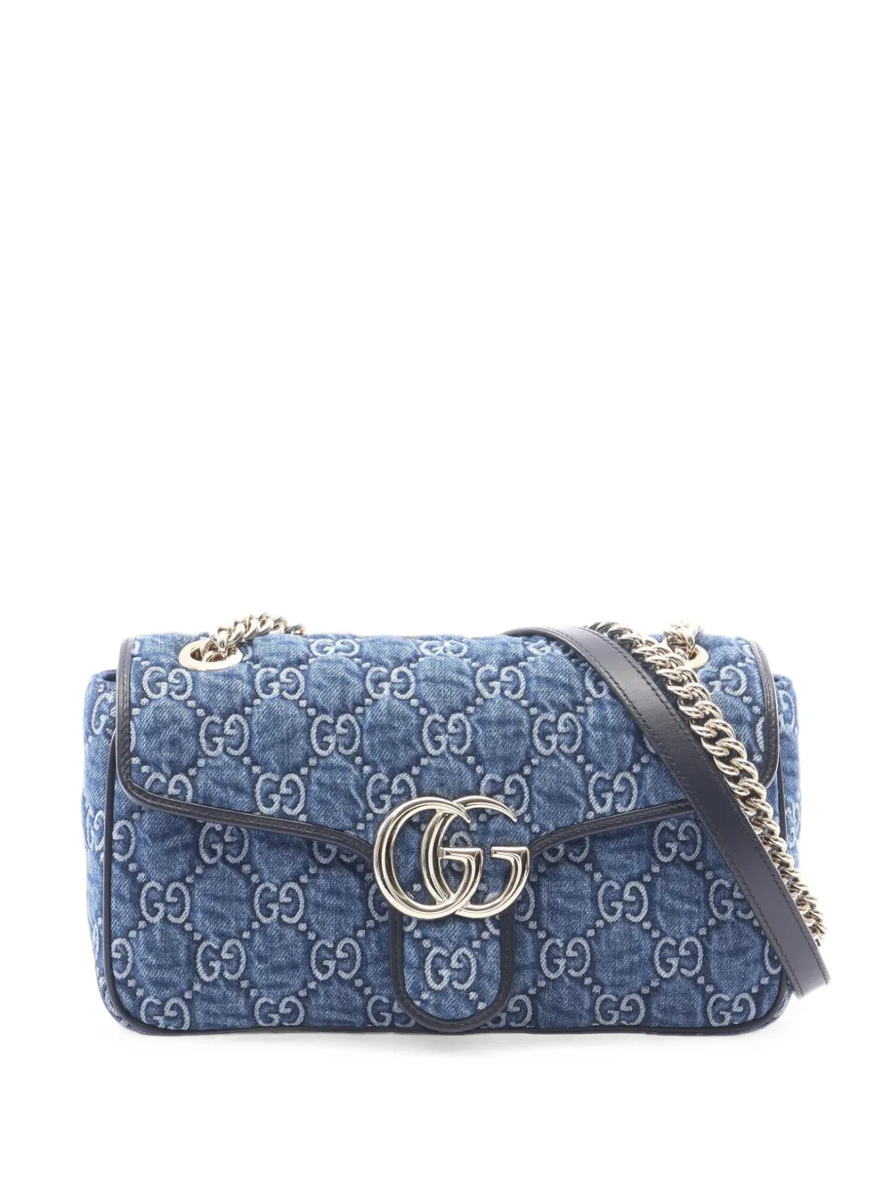 Gucci Pre-Owned 2016-2026 Medium GG Marmont Matelasse Denim shoulder bag - Blu