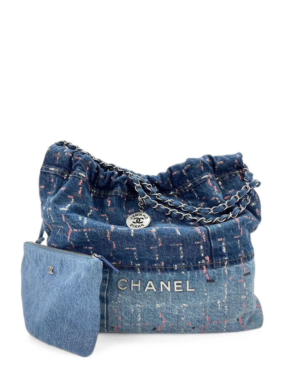 CHANEL Pre-Owned Chanel 22 sequin-embellished shoulder bag - Blau