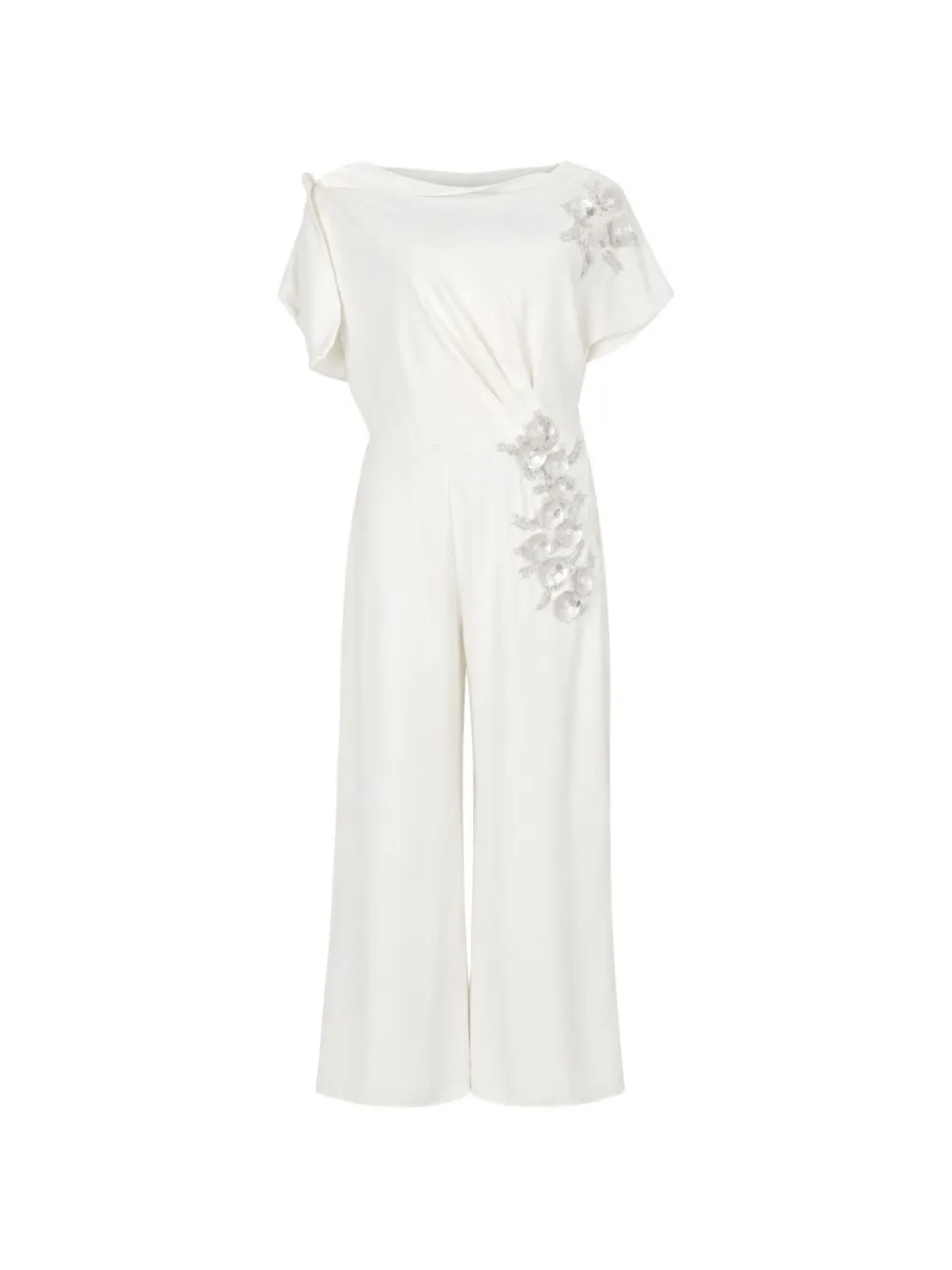 Loodyana floral-embroidered short-sleeve jumpsuit