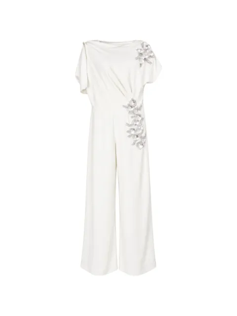 Loodyana floral-embroidered short-sleeve jumpsuit