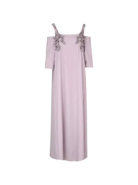 Loodyana embroidered cold-shoulder midi dress