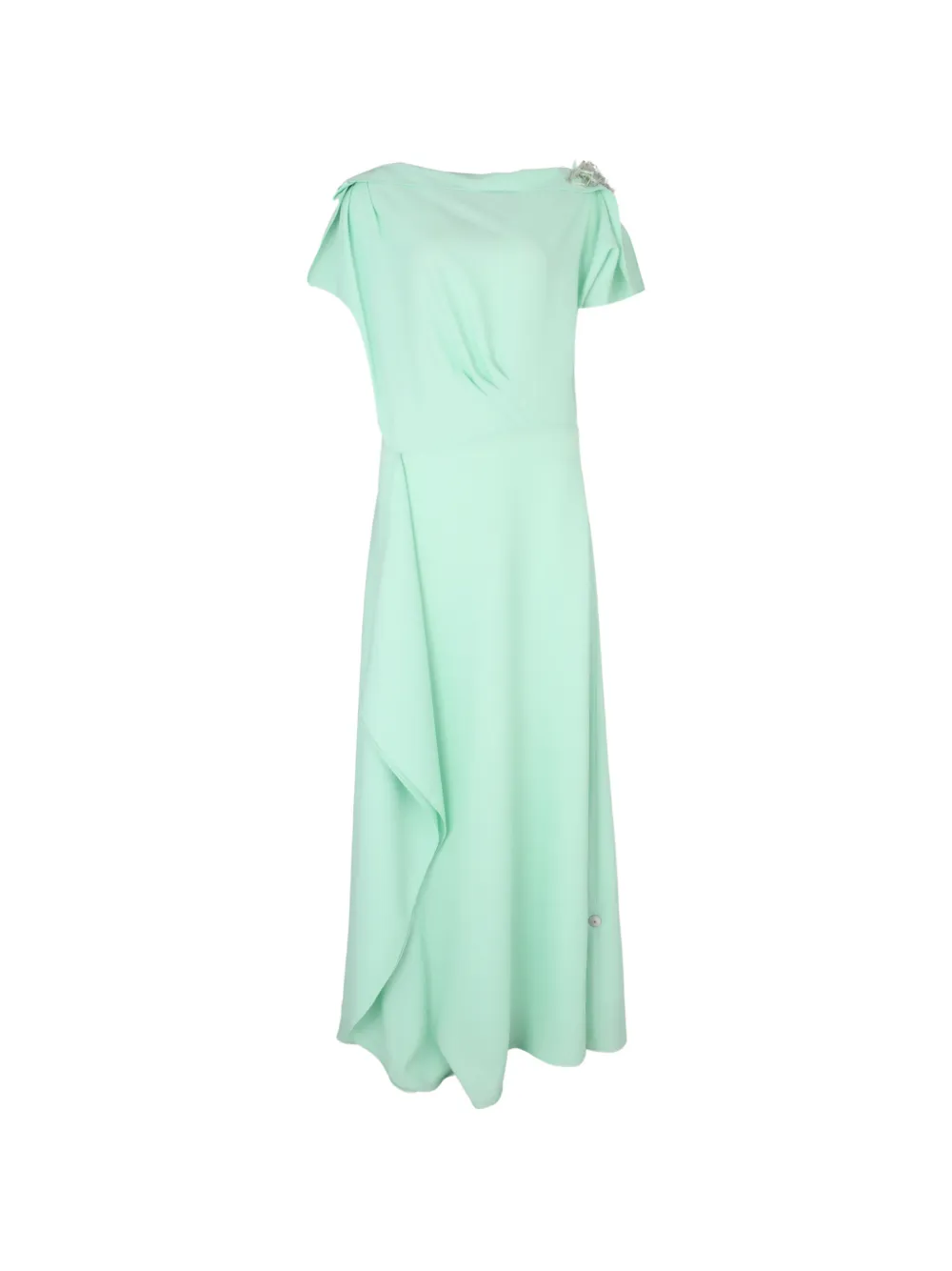 Loodyana beaded-shoulder pleated-sleeve maxi dress