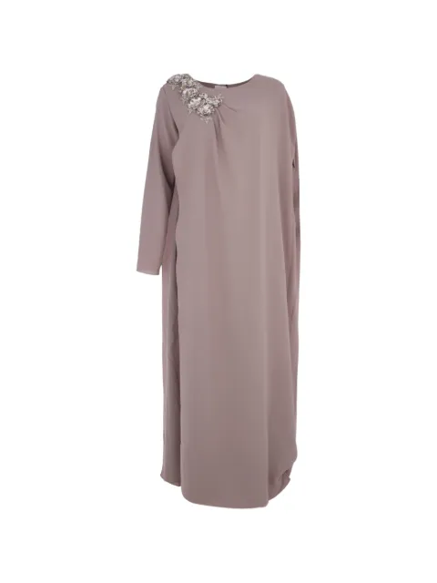 Loodyana vestido largo con capa y apliques florales