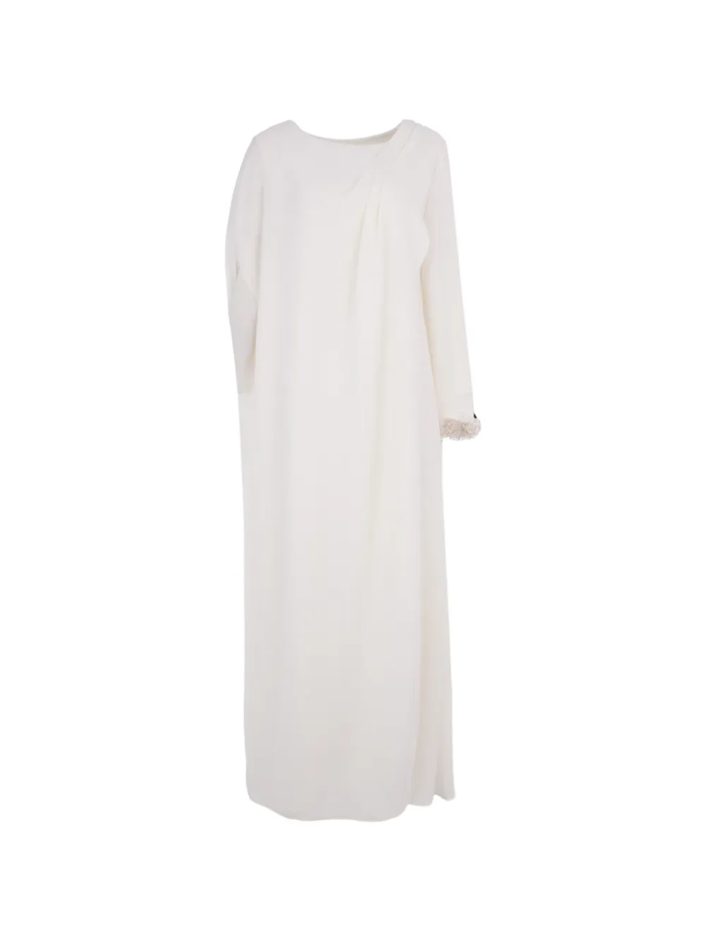 Loodyana embroidered asymmetric-sleeve maxi dress