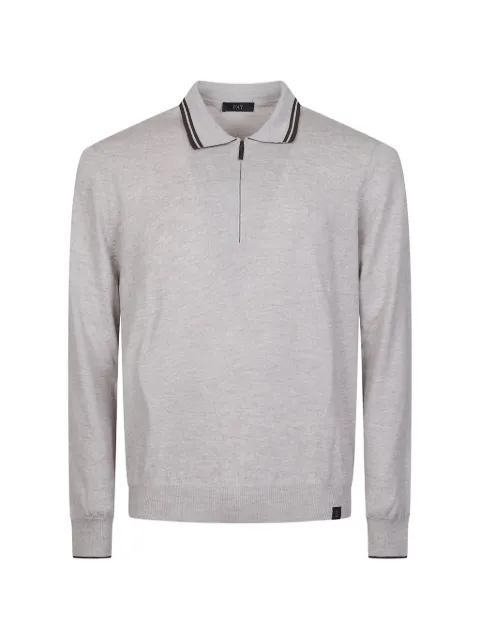 Fay tipped quarter-zip polo shirt
