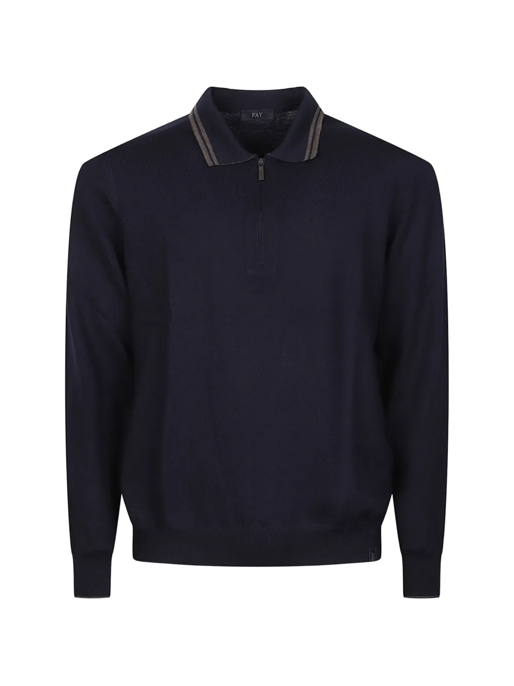 Fay stripe-trim quarter-zip polo shirt