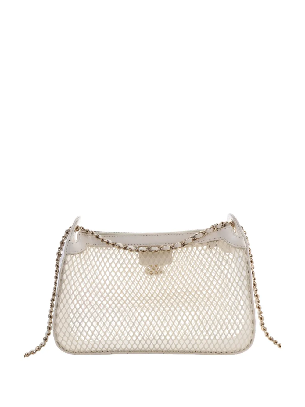 CHANEL Pre-Owned Clutch CC in rete e pelle di agnello con catena 2021-2026 - Bianco
