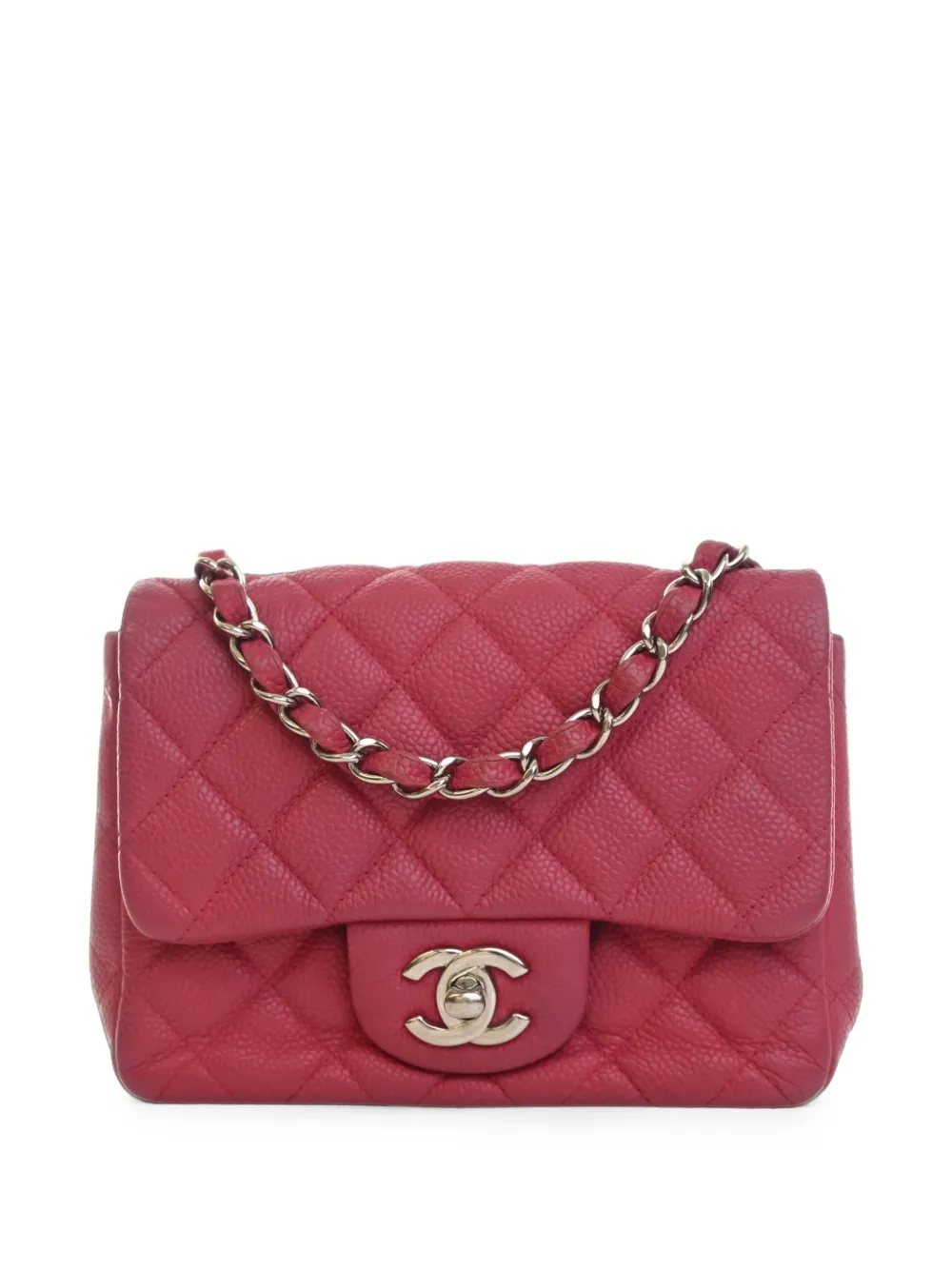 CHANEL Pre-Owned 2012-2013 mini Square Classic Single Flap Umhängetasche aus Kaviarleder - Rosa