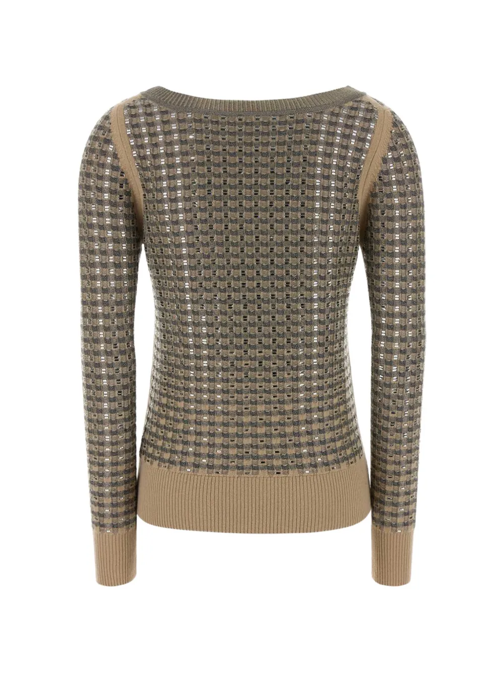 Ermanno Scervino Gebreide trui met pailletten en gingham-ruit Beige