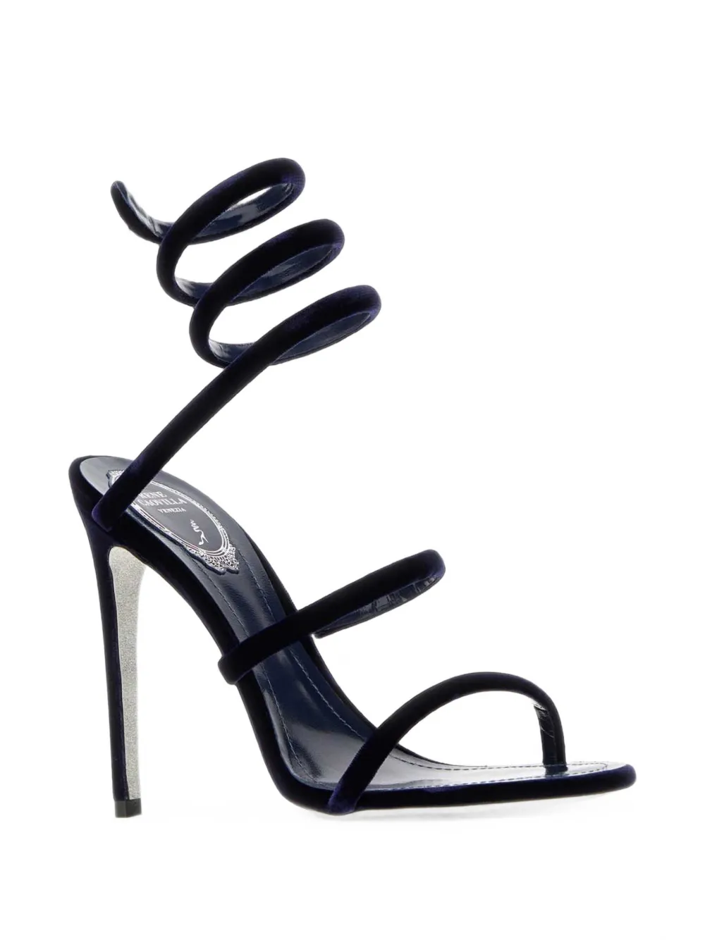 René Caovilla Cleo velvet sandals Blauw