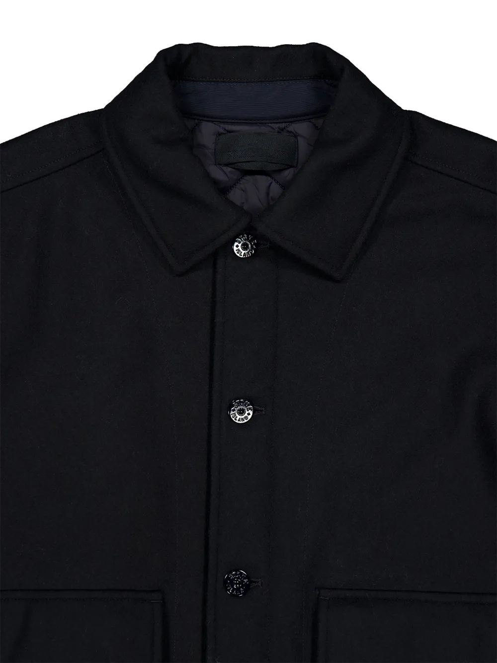 Stone Island Wollen jack met knopen en logo-patch Blauw