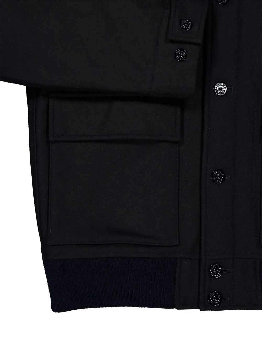 Stone Island Wollen jack met knopen en logo-patch Blauw