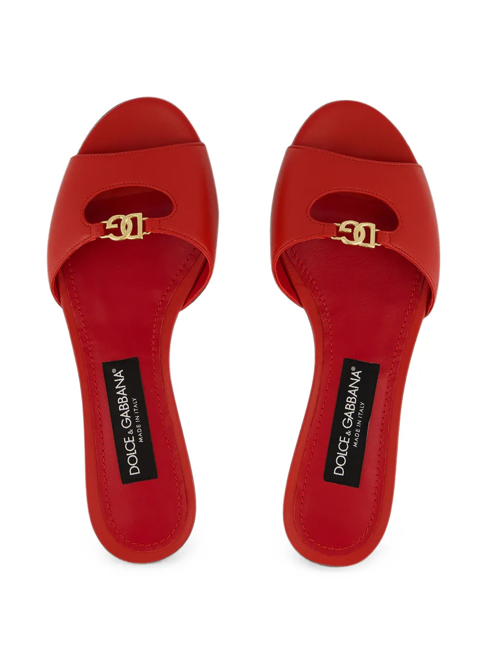 Dolce & Gabbana DG Logo leather slides Rood