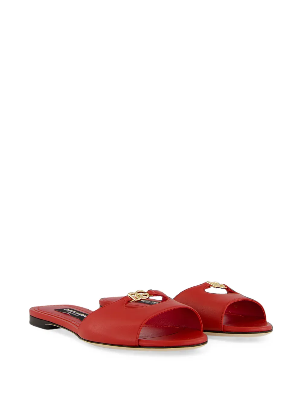Dolce & Gabbana DG Logo leather slides Rood