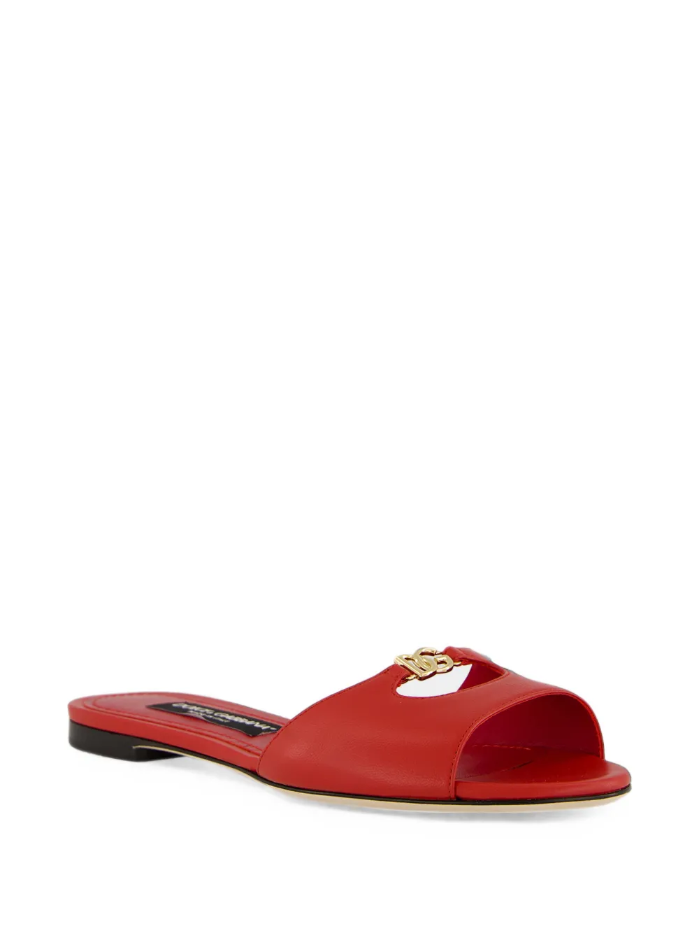 Dolce & Gabbana DG Logo leather slides Rood