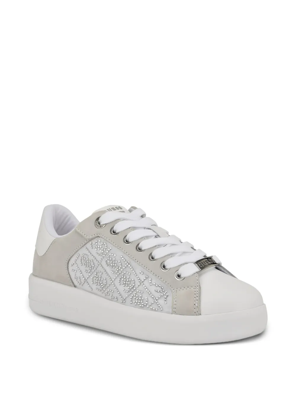 GUESS USA Roki rhinestone-embellished low-top sneakers Wit