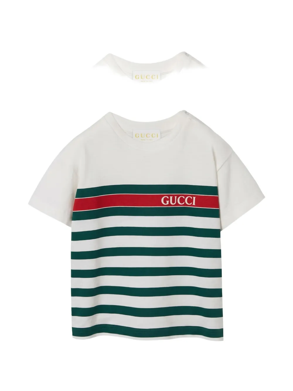 Gucci Kids logo-print striped T-shirt Wit