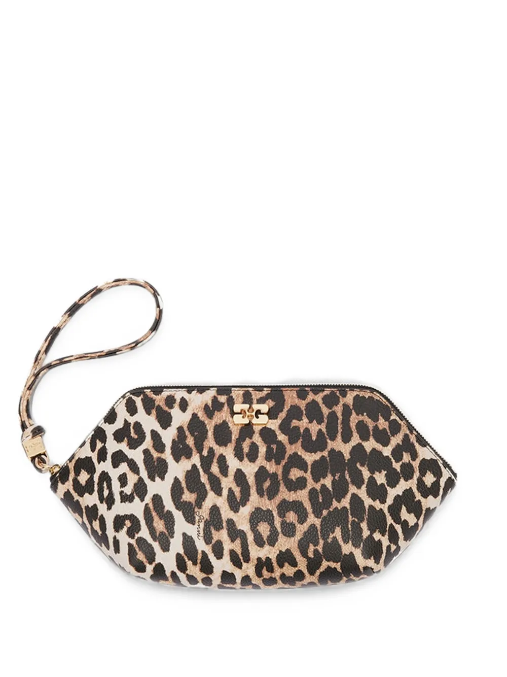 GANNI Bou make-up pouch in grained leopard - Toni neutri