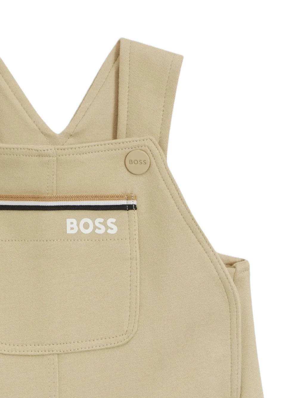 BOSS Kidswear Tuinbroek van katoen met logo-print Beige